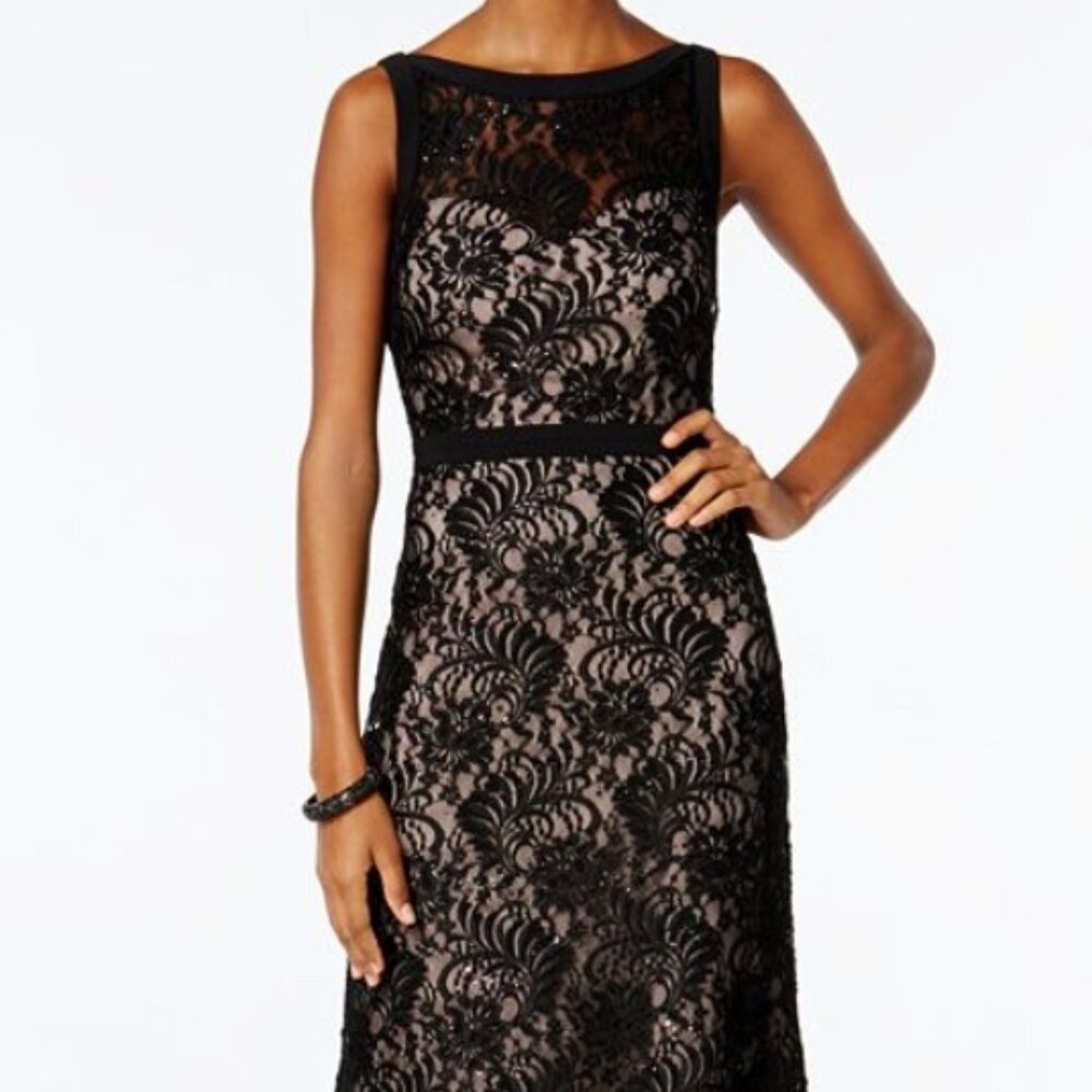 NW Nightway size 12 black/nude  lace gown